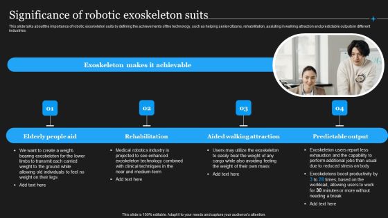 Integrating Robotic Exoskeleton Significance Of Robotic Exoskeleton Suits Portrait PDF