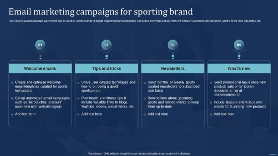 Integrating Sports Marketing Campaign Email Marketing Campaigns For Sporting Brand Guidelines PDF