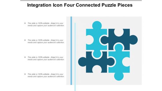 Integration Icon Four Connected Puzzle Pieces Ppt Powerpoint Presentation Summary