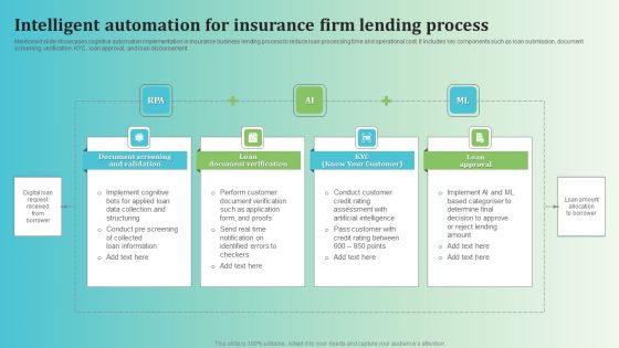 Intelligent Automation For Insurance Firm Lending Process Icons PDF