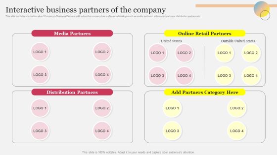 Interactive Business Partners Of The Company Ppt Infographics Inspiration PDF