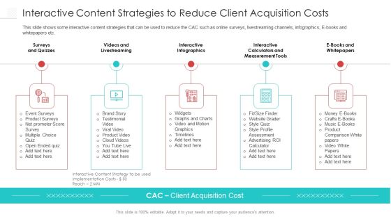 Interactive Content Strategies To Reduce Client Acquisition Costs Pictures PDF Interactive Content Strategies To Reduce Client Acquisition Costs Pictures PDF