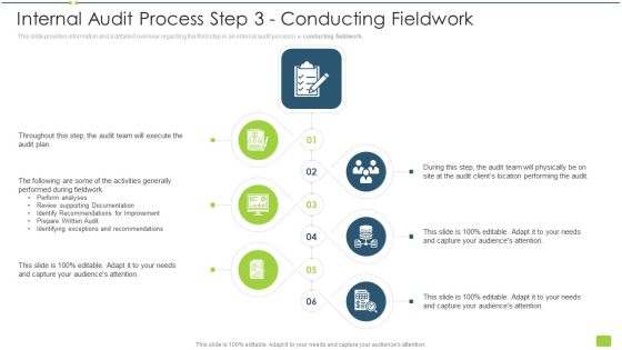 Internal Audit Process Step 3 Conducting Fieldwork Ppt Layouts Template PDF