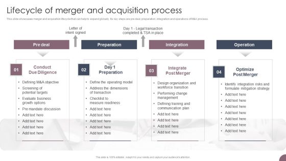 International Business Extension Lifecycle Of Merger And Acquisition Process Designs PDF
