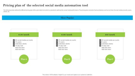 Introducing AI Tools Pricing Plan Of The Selected Social Media Automation Tool Elements PDF