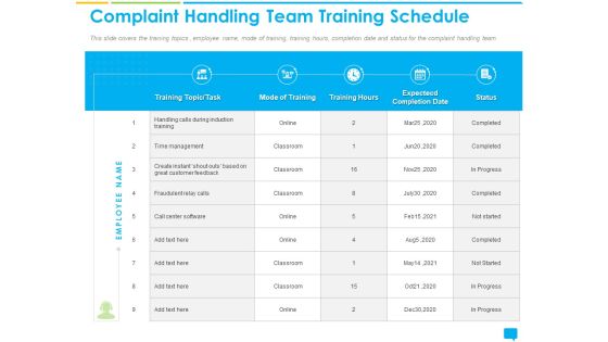 Introducing Management System Effectively Handling Customer Queries Complaint Handling Team Training Schedule Designs PDF