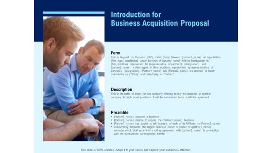 Introduction For Business Acquisition Proposal Ppt PowerPoint Presentation Professional Graphics Introduction For Business Acquisition Proposal Ppt PowerPoint Presentation Professional Graphics