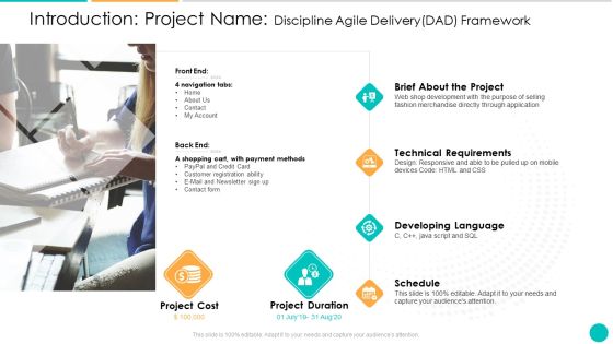 Introduction Project Name Discipline Agile Delivery DAD Framework Diagrams PDF