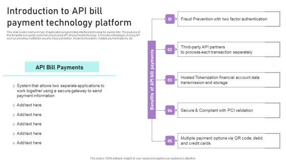 Introduction To API Bill Payment Technology Platform Ppt Layouts Design Ideas PDF Introduction To API Bill Payment Technology Platform Ppt Layouts Design Ideas PDF