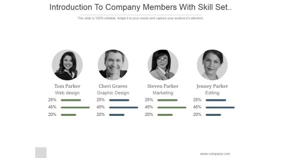 Introduction To Company Members With Skill Set Percentage Ppt PowerPoint Presentation Templates Introduction To Company Members With Skill Set Percentage Ppt PowerPoint Presentation Templates