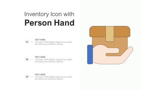 Inventory Icon With Person Hand Ppt PowerPoint Presentation Show Example