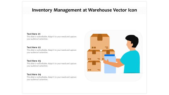 Inventory Management At Warehouse Vector Icon Ppt PowerPoint Presentation Gallery Guidelines PDF