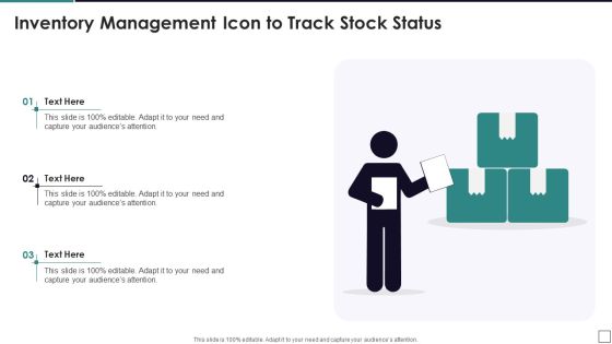Inventory Management Icon To Track Stock Status Graphics PDF