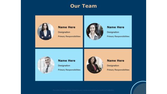Investing In Start Ups Our Team Ppt Gallery Inspiration PDF