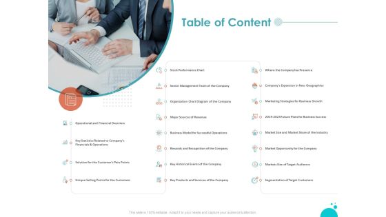 Investment Pitch For Aftermarket Table Of Content Ppt PowerPoint Presentation Infographics Graphic Tips PDF Investment Pitch For Aftermarket Table Of Content Ppt PowerPoint Presentation Infographics Graphic Tips PDF