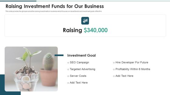 Investment Raising Pitch Deck Funds Allocation Raising Investment Funds For Our Business Ideas PDF
