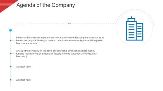 Investor Deck To Arrange Funds From Short Term Loan Agenda Of The Company Sample PDF Investor Deck To Arrange Funds From Short Term Loan Agenda Of The Company Sample PDF
