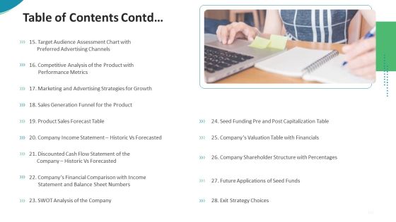 Investor Pitch Deck For Seed Funding From Private Investor Table Of Contents Contd Guidelines PDF Investor Pitch Deck For Seed Funding From Private Investor Table Of Contents Contd Guidelines PDF