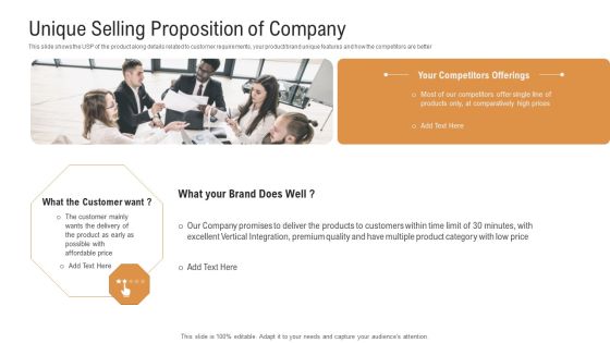 Investor Pitch Deck To Generate Venture Capital Funds Unique Selling Proposition Of Company Inspiration PDF Investor Pitch Deck To Generate Venture Capital Funds Unique Selling Proposition Of Company Inspiration PDF
