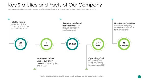 Investor Pitch Gain Funding From ICO Key Statistics And Facts Of Our Company Portrait PDF