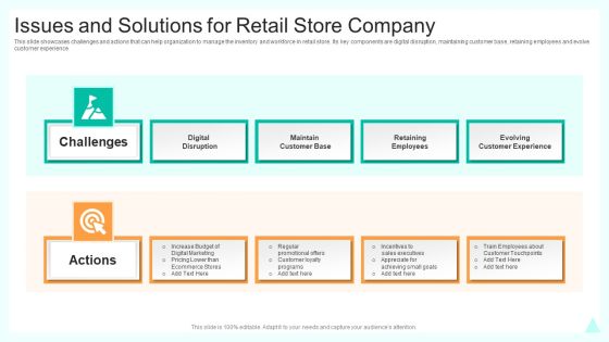 Issues And Solutions For Retail Store Company Formats PDF Issues And Solutions For Retail Store Company Formats PDF