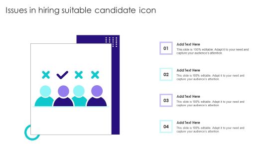 Issues In Hiring Suitable Candidate Icon Infographics PDF Issues In Hiring Suitable Candidate Icon Infographics PDF