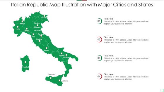 Italian Republic Map Illustration With Major Cities And States Demonstration PDF