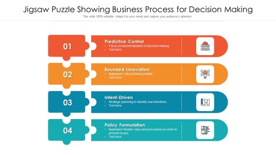 Jigsaw Puzzle Showing Business Process For Decision Making Ppt PowerPoint Presentation Layouts Background Designs PDF