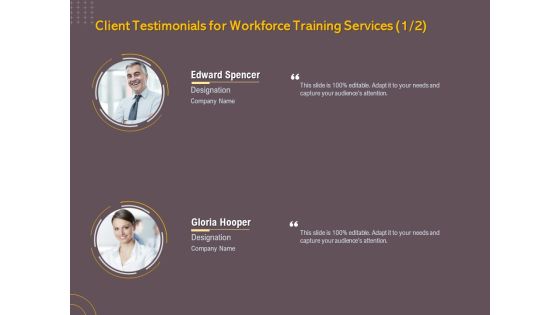 Job Driven Training Client Testimonials For Workforce Training Services Ppt Gallery Icon PDF Job Driven Training Client Testimonials For Workforce Training Services Ppt Gallery Icon PDF