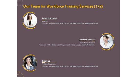 Job Driven Training Our Team For Workforce Training Services Ppt Model Vector PDF Job Driven Training Our Team For Workforce Training Services Ppt Model Vector PDF