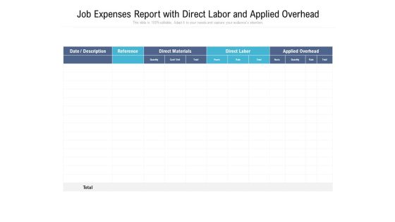 Job Expenses Report With Direct Labor And Applied Overhead Ppt PowerPoint Presentation Show Introduction PDF Job Expenses Report With Direct Labor And Applied Overhead Ppt PowerPoint Presentation Show Introduction PDF