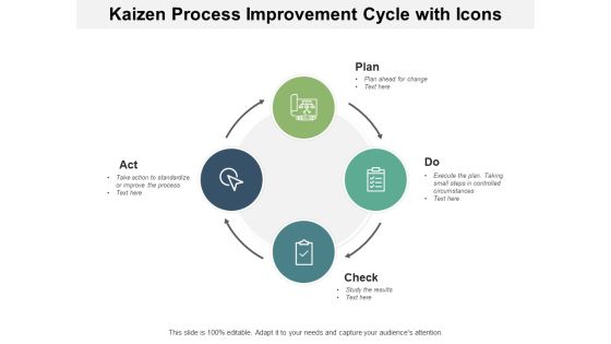 Kaizen Process Improvement Cycle With Icons Ppt PowerPoint Presentation Outline Slideshow Kaizen Process Improvement Cycle With Icons Ppt PowerPoint Presentation Outline Slideshow
