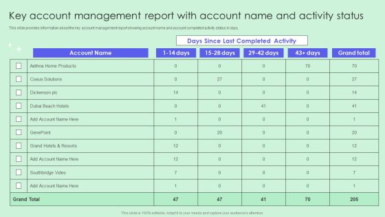 Key Account Management Report With Account Name And Activity Status Microsoft PDF Key Account Management Report With Account Name And Activity Status Microsoft PDF