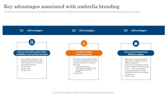 Key Advantages Associated With Umbrella Branding Ppt PowerPoint Presentation File Outline PDF