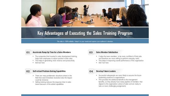 Key Advantages Of Executing The Sales Training Program Ppt PowerPoint Presentation Styles Design Inspiration PDF Key Advantages Of Executing The Sales Training Program Ppt PowerPoint Presentation Styles Design Inspiration PDF