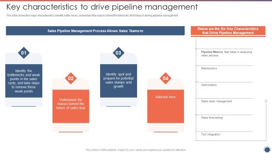 Key Characteristics To Drive Pipeline Management Sales Funnel Management Strategies To Increase Sales Brochure PDF Key Characteristics To Drive Pipeline Management Sales Funnel Management Strategies To Increase Sales Brochure PDF