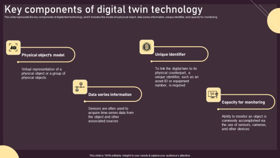 Key Components Of Digital Twin Technology Ppt PowerPoint Presentation File Background Images PDF
