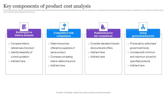 Key Components Of Product Cost Analysis Slides PDF Key Components Of Product Cost Analysis Slides PDF