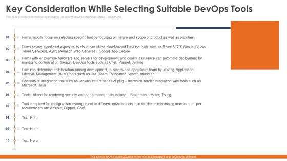 Key Consideration While Selecting Suitable Devops Tools Infographics PDF Key Consideration While Selecting Suitable Devops Tools Infographics PDF