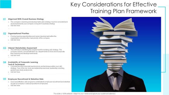Key Considerations For Effective Training Plan Framework Ppt Ideas Templates PDF Key Considerations For Effective Training Plan Framework Ppt Ideas Templates PDF