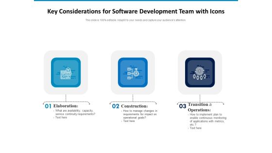 Key Considerations For Software Development Team With Icons Ppt PowerPoint Presentation Gallery Slides PDF Key Considerations For Software Development Team With Icons Ppt PowerPoint Presentation Gallery Slides PDF