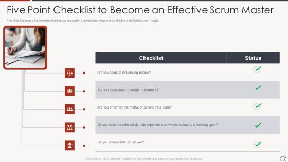 Key Duties Of Scrum Master Five Point Checklist To Become An Effective Scrum Master Introduction PDF Key Duties Of Scrum Master Five Point Checklist To Become An Effective Scrum Master Introduction PDF