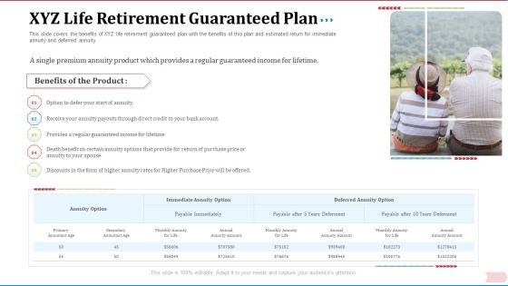 Key Factor In Retirement Planning XYZ Life Retirement Guaranteed Plan Sample PDF