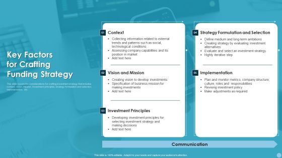 Key Factors For Crafting Funding Strategy Ppt PowerPoint Presentation Gallery Summary PDF