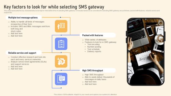 Key Factors To Look For While Selecting SMS Gateway Ppt PowerPoint Presentation File Model PDF Key Factors To Look For While Selecting SMS Gateway Ppt PowerPoint Presentation File Model PDF