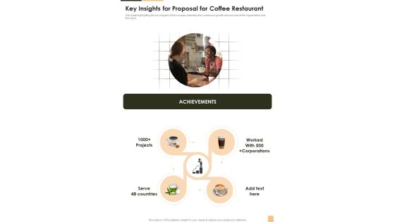 Key Insights For Proposal For Coffee Restaurant One Pager Sample Example Document Key Insights For Proposal For Coffee Restaurant One Pager Sample Example Document