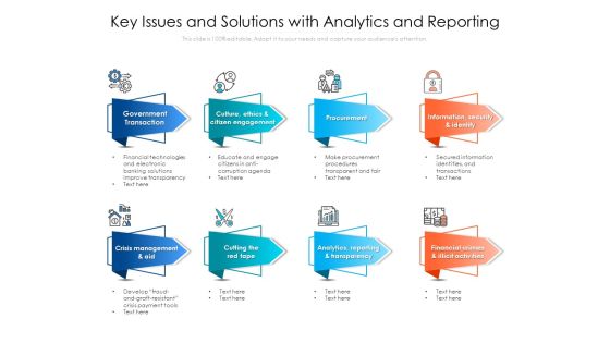 Key Issues And Solutions With Analytics And Reporting Ppt PowerPoint Presentation Icon Diagrams PDF Key Issues And Solutions With Analytics And Reporting Ppt PowerPoint Presentation Icon Diagrams PDF