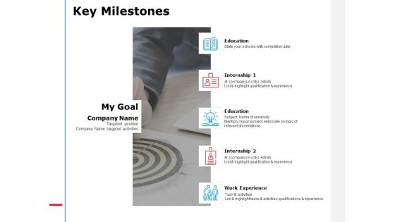 Key Milestones Internship Ppt PowerPoint Presentation Summary Layouts