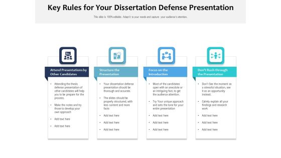 Key Rules For Your Dissertation Defense Presentation Ppt PowerPoint Presentation Infographic Template Visual Aids PDF