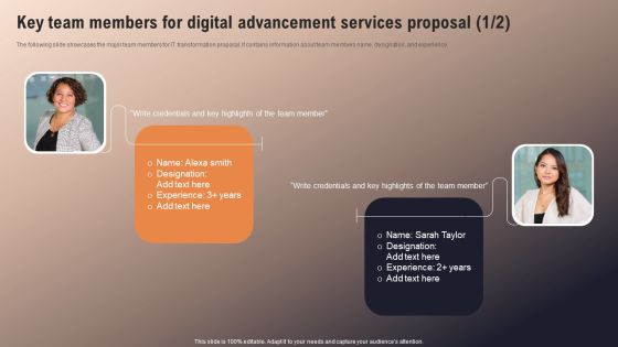 Key Team Members For Digital Advancement Services Proposal Download PDF Key Team Members For Digital Advancement Services Proposal Download PDF